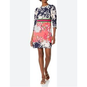 VINCE CAMUTO NWT jersey  stretch knit T-Body women’s 14 pink multi shift dress